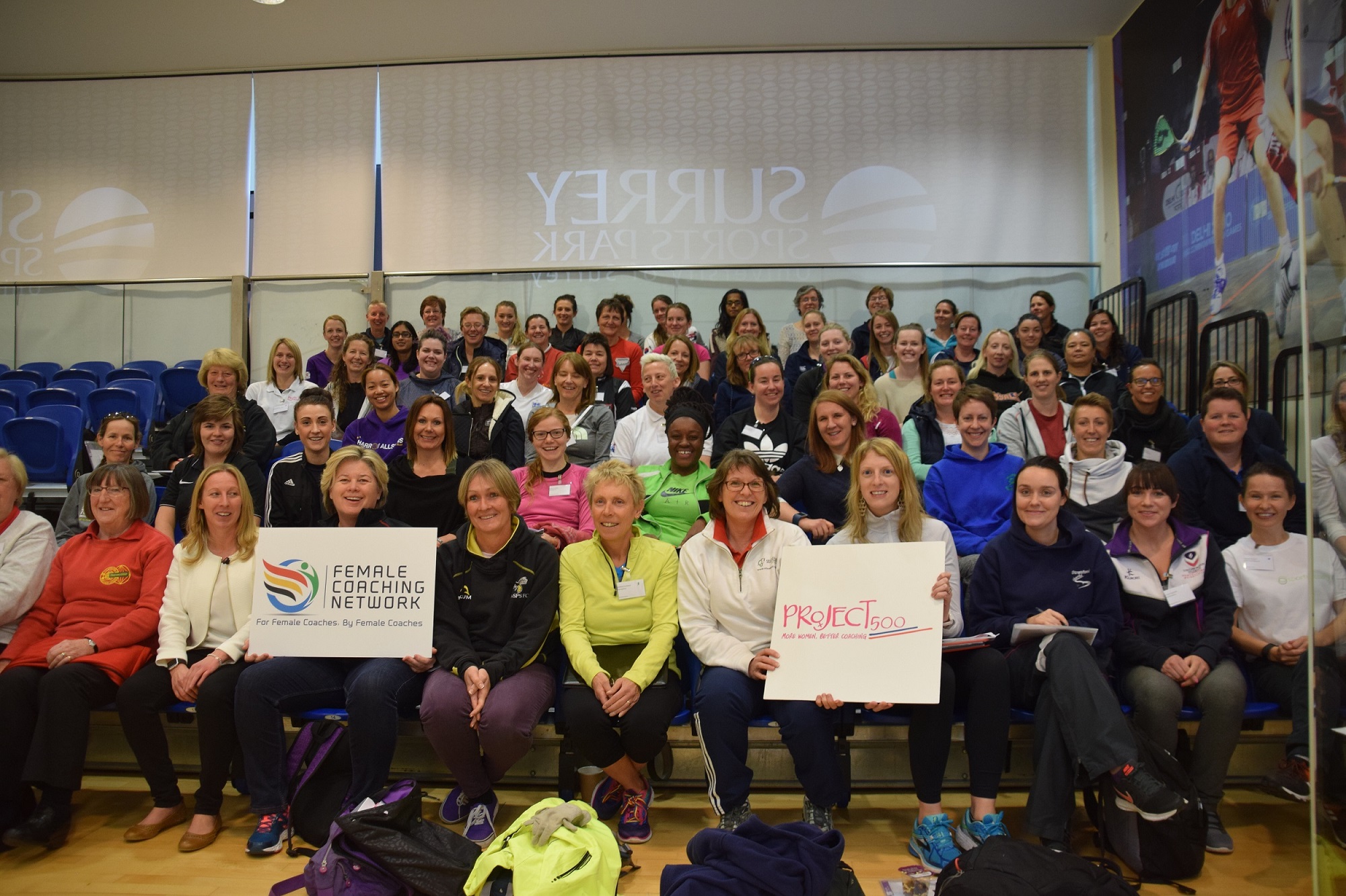 Group photograph of female coaches at the conference