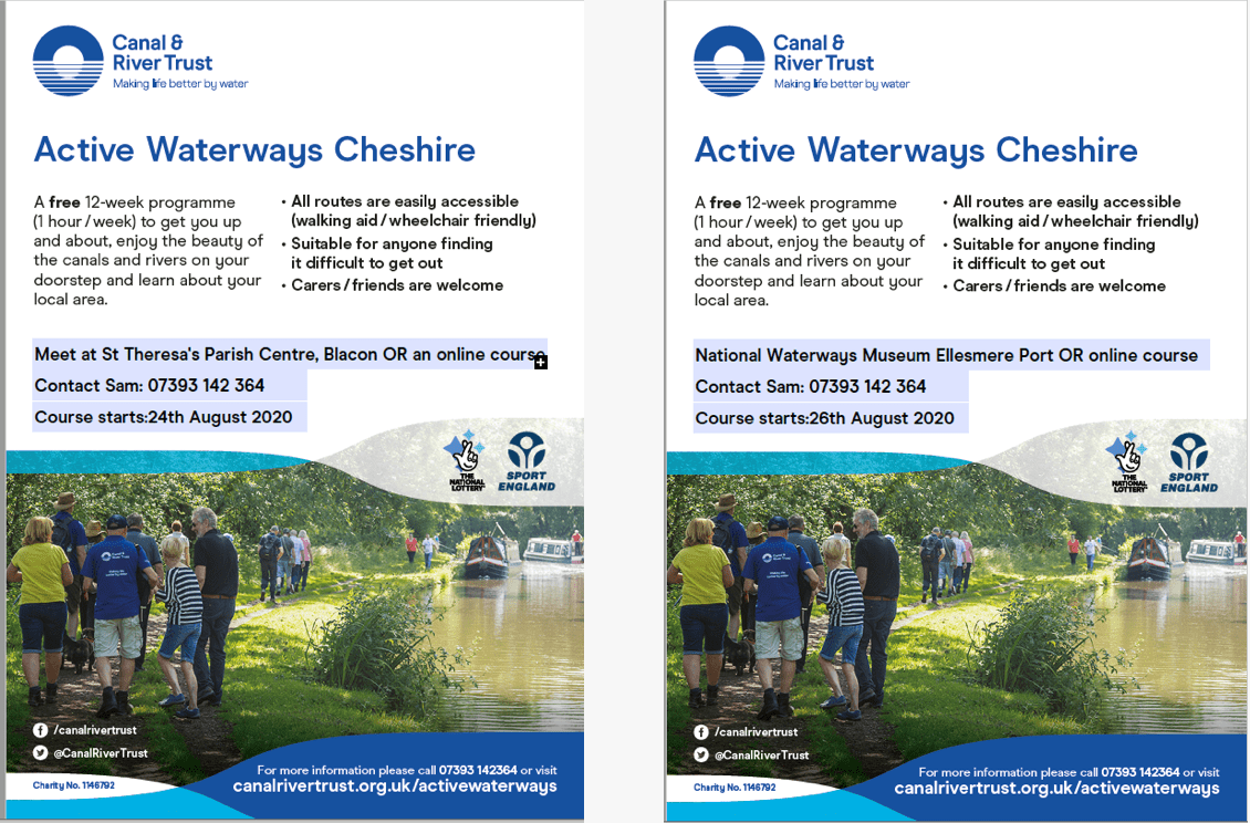 leaflets providing the details of the walks. 