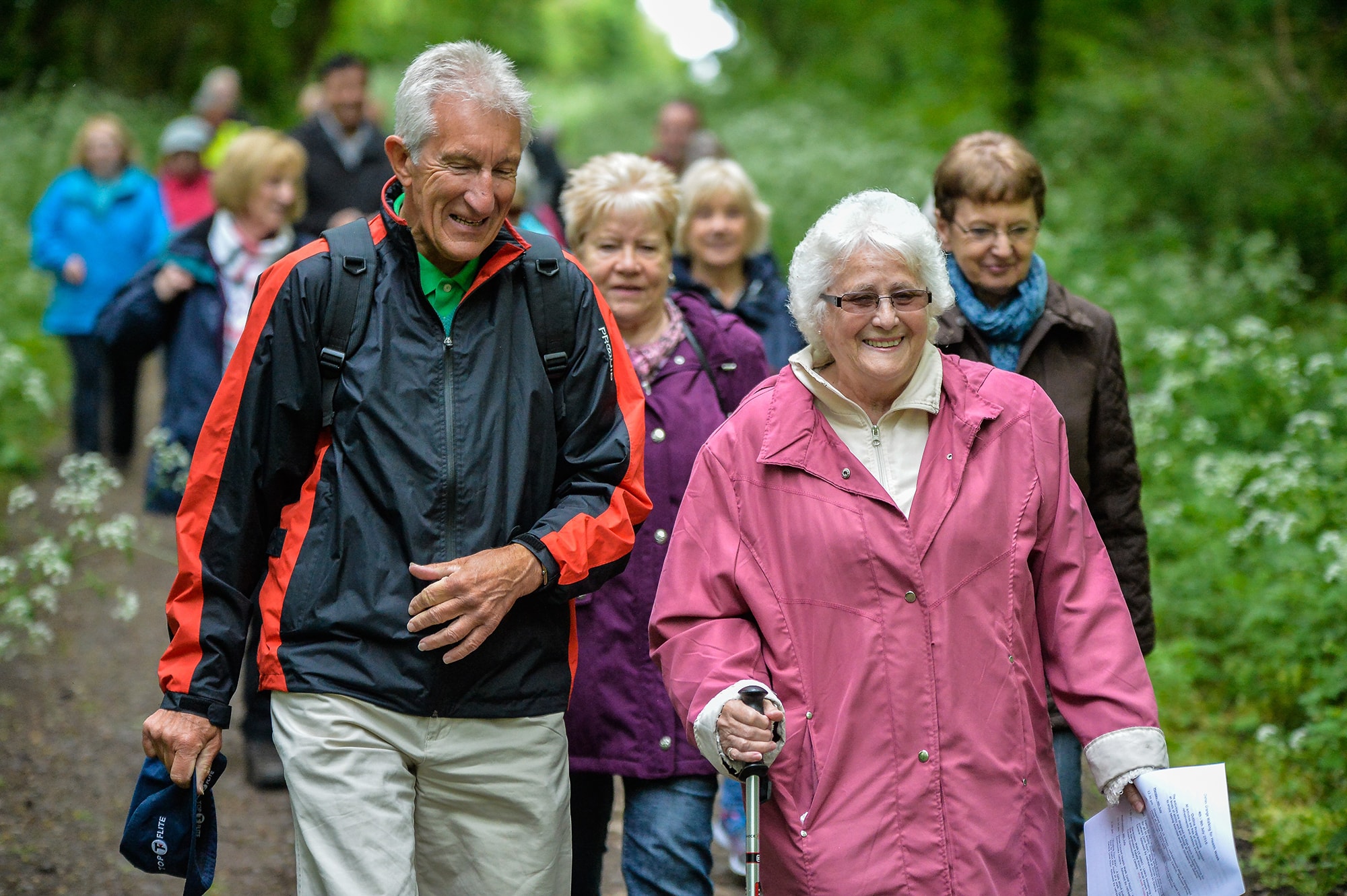 group of older people on a health walk 