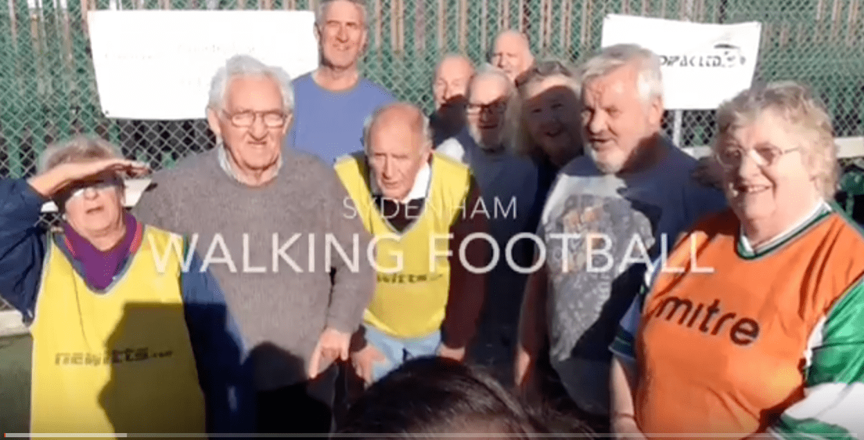 group picture of walking football participants 