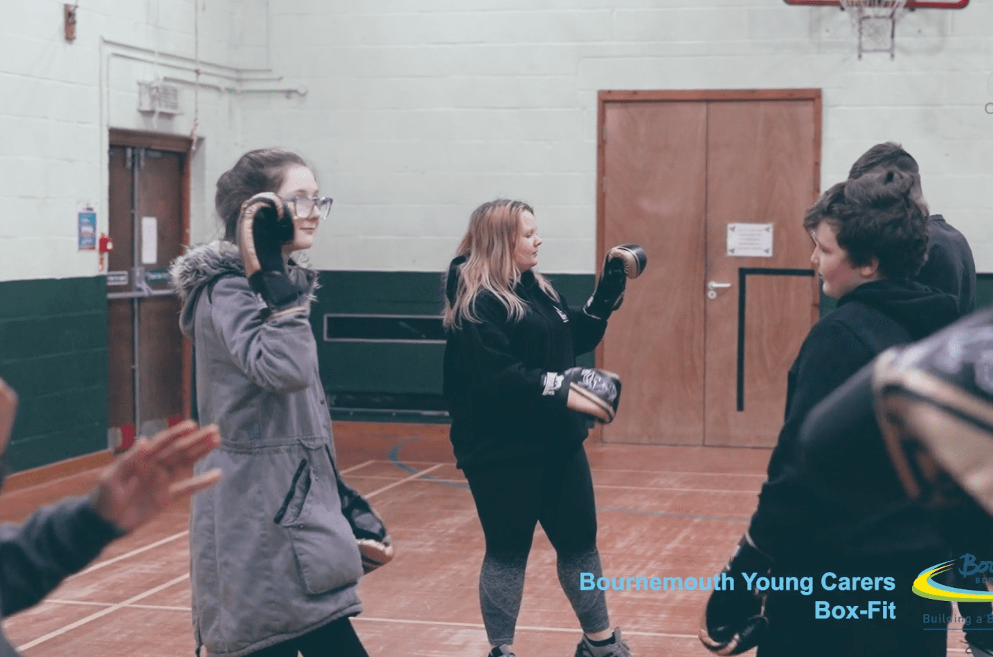 young carers participating in boxing session