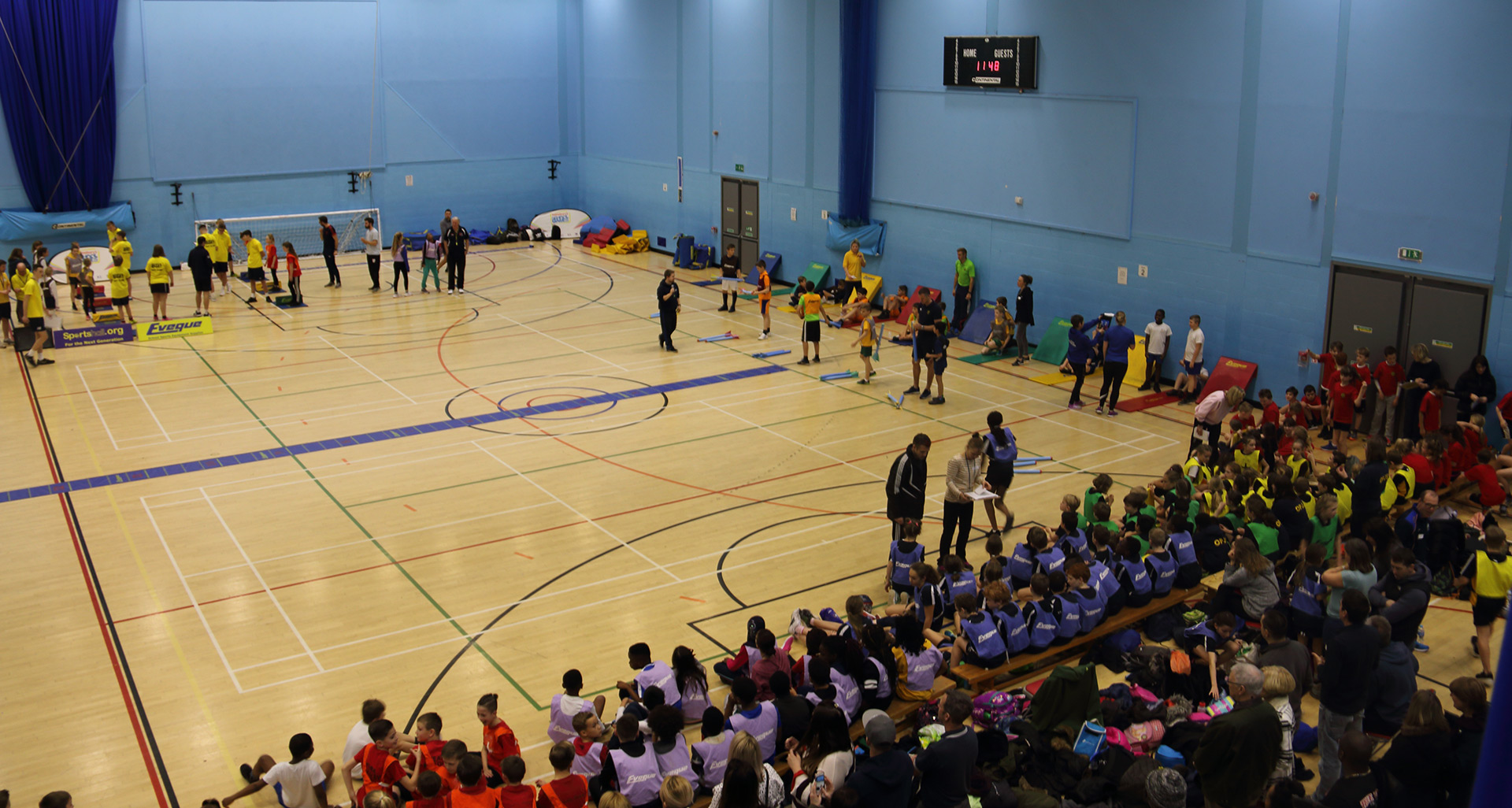 children participating in sports hall competition