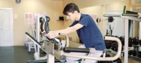 teenager in blue tshirt in gym. Stock picture not of children from Cranbourne school 