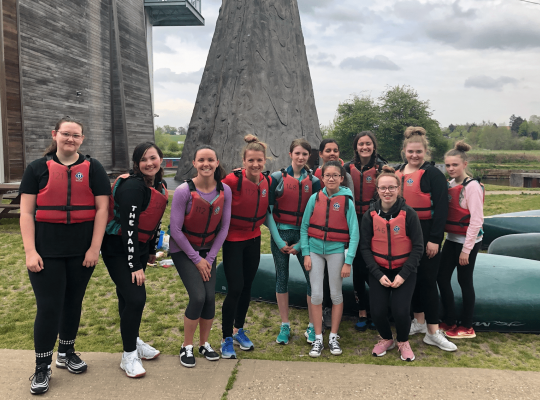  teenage girls by river ready to get active