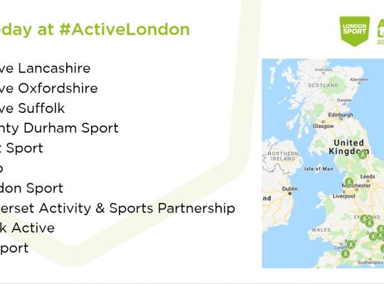 map showing 10 Active Partnerships involved in #Active10